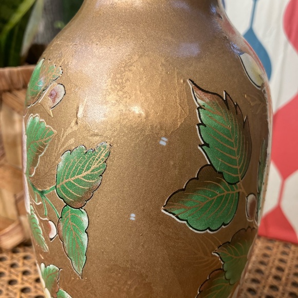 Golden Chinoiserie Painted Peonies Ceramic Vase - Picture 8 of 12